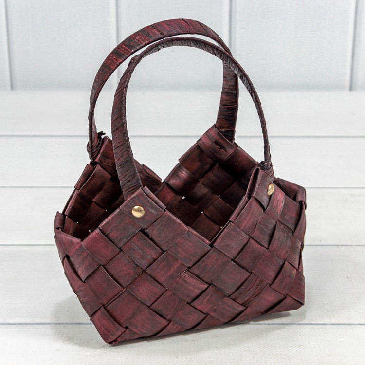 Корзина плетёная 20*11*12 (±5%) из секвойи с ручками Бурый 1/60 Арт: 420332/1051