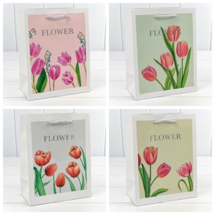 Пакет подарочный с тиснением "Flower" (микс) 18*23*10 210г 1/20 1/360 Арт: 000254E
