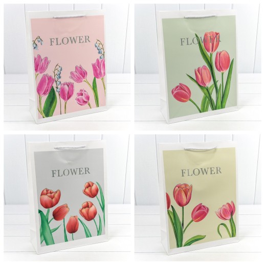 Пакет подарочный с тиснением "Flower" (микс) 30*41,5*12 210г 1/20 1/80 Арт: 000254A