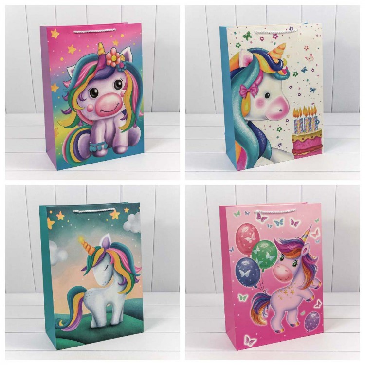 Пакет подарочный "Единорог" (микс) 32*45*15 210г 1/20 1/120 Арт: 000117A
