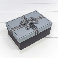 Коробки Прямоугольные Набор 1/3 22,5*16*9,5 с бантом Серый/Чёрный 1/20 Арт: 7209135/2