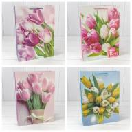 Пакет подарочный с блёстками "Тюльпаны" (микс 311) 30*41,5*12 210г 1/20 1/80 Арт: 000311A - Пакет подарочный с блёстками "Тюльпаны" (микс 311) 30*41,5*12 210г 1/20 1/80 Арт: 000311A