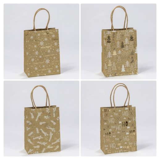 Пакет подарочный Крафт с тиснением "Новый год" (микс 438) 12*15*6,7 140г 1/20 1/600 Арт: 300438H