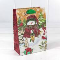 Пакет подарочный Крафт &quot;Новогодний&quot; (микс) 14*20*8 150г 1/20 1/600 Арт: 300367G - Пакет подарочный Крафт "Новогодний" (микс) 14*20*8 150г 1/20 1/600 Арт: 300367G