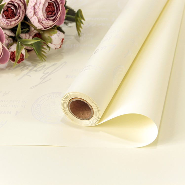 Плёнка 0,58*10м 290г матовая с печатью "Good Luck" 65мкм Жемчужно-белый 1/30 Арт: 1662/M1