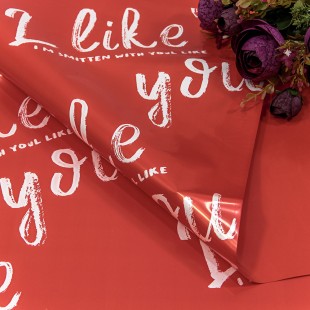 Плёнка в листах 58*58 (20 шт.) матовая "I like you" 55мкм Красный-2347 1/60 Арт: 1650/2347