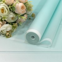 Плёнка 59см 800г матовая с двойной белой полосой 55мкм Голубой 1/6 1/12 Арт: 80024/635