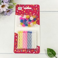 Свечи для торта набор (24 шт.) 6см (микс) 1/24 1/288 Арт: 20010-25