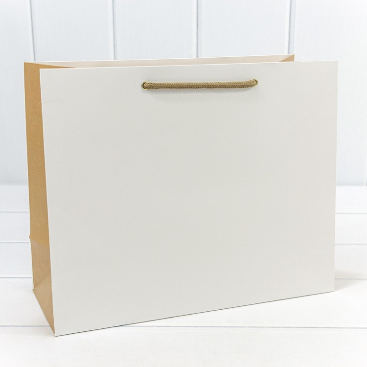 Пакет подарочный Белый/Крафт 32*26*13 230г 1/20 1/240 Арт: 000200CA-1