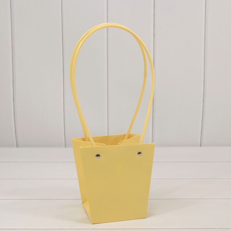 Пакет подарочный "Ваза для цветов" 13*10*13 Жёлтый 1/10 1/250 Арт: 000586F/4