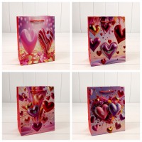 Пакет подарочный с 3D аппликацией "Сердца" (микс 112) 18*23*10 210г 1/20 1/360 Арт: 000112E